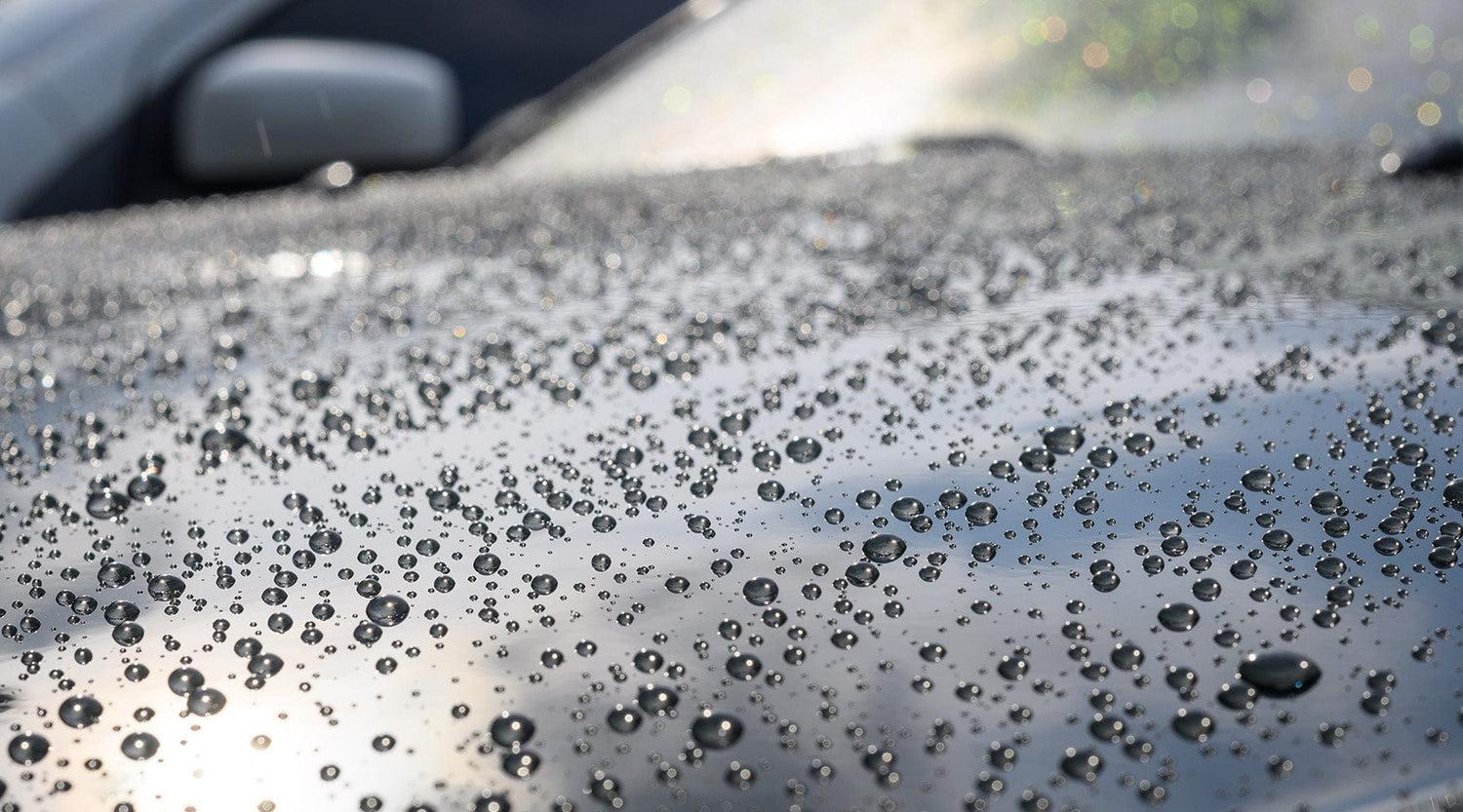 Water beading effect after ceramic coating protection on car surface