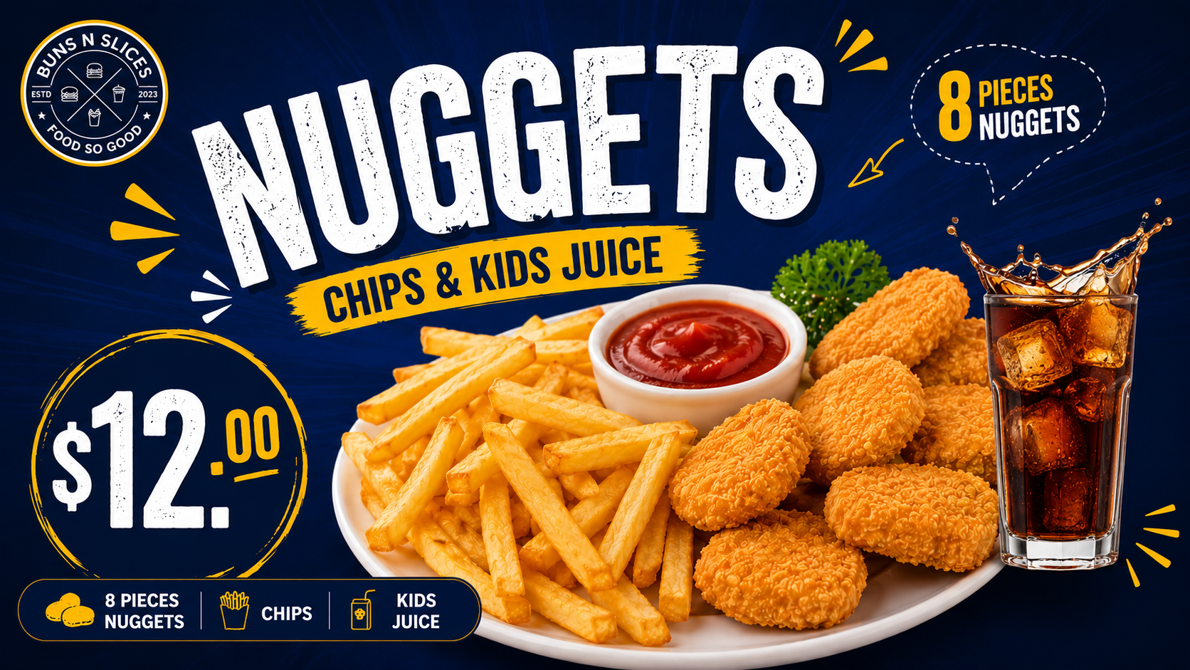 Nuggets with Chips and Kids Juice